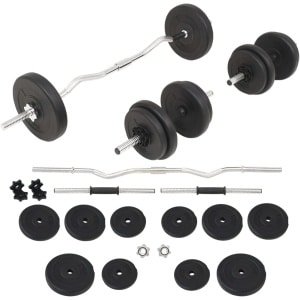Halterset Krachttraining - Gewichten Set - Full Body Workout - Verstelbaar Gewicht - 30 kg Totaal - Zwart