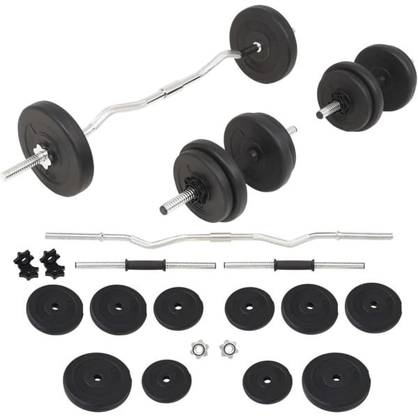 Halterset Krachttraining - Gewichten Set - Full Body Workout - Verstelbaar Gewicht - 30 kg Totaal - Zwart