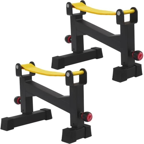 Halterstandaard Set - Krachttraining Hulpmiddel - Deadlift Oefeningen - 300kg Draagvermogen - Verstelbare Hoogte - Geel Zwart