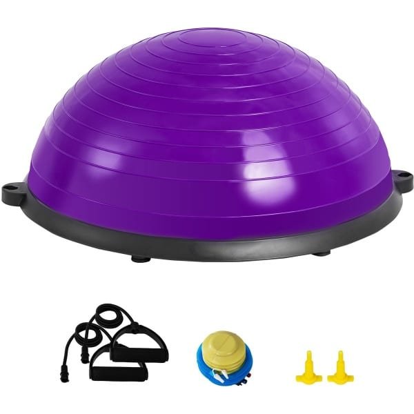 Halve Oefenbaltrainer voor Krachttraining - 58,4 cm Stabiliteitsbal met Weerstandsbanden - Perfect voor Thuisgym
