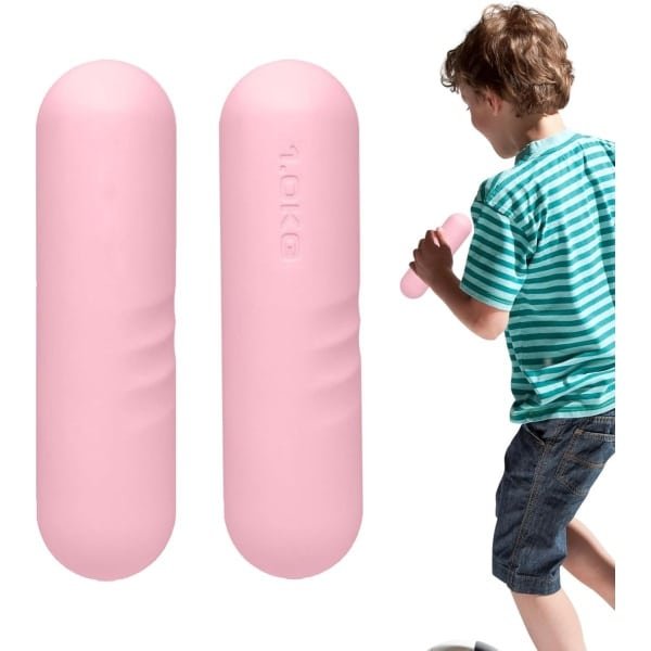 Handgewichtenset Halterstang - Fitness Gewichten Set - Thuis Krachttraining - Beschermende Siliconen Laag - 2x 2kg - Roze