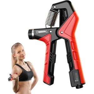 Handgreep Versterker - Krachttrainer Hand - Onderarm Training - Verstelbare Weerstand - 18.5 x 11.5 cm - Rood