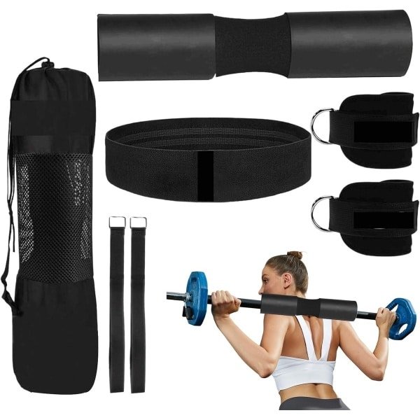 Heupstoot Kussen - Fitness Stangen Pad - Krachttraining Thuistraining - Schokabsorberend Spons Materiaal - 49 x 16 cm - Zwart