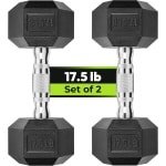 Hex Halters - Hand Gewicht - Krachttraining Thuissportschool - Rubberen Omhulde Kop - 17 Pond Paar - Zwart