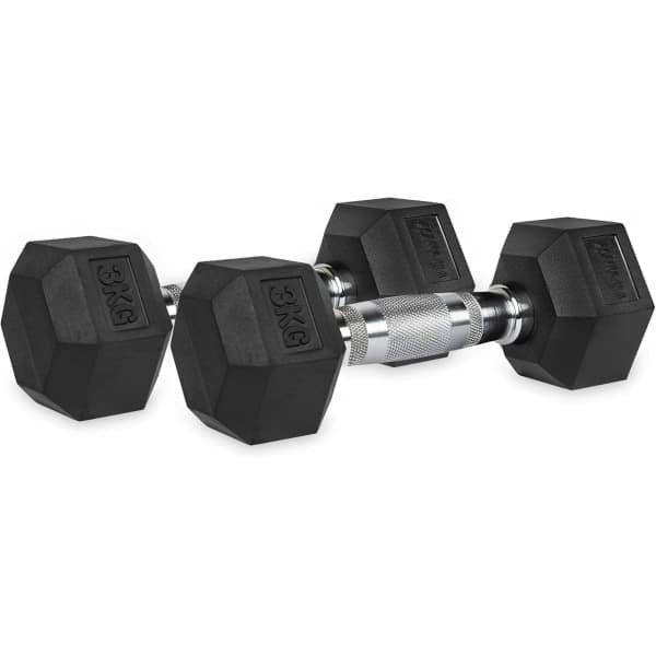 Hexa Dumbbell Set - Kettlebell Halters - Krachttraining Thuis - Zeshoekige Vorm - 2 x 3 kg - Zwart