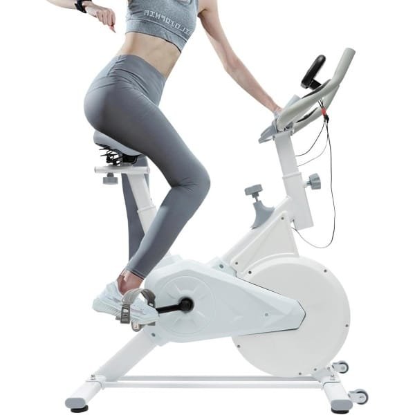 Hometrainer Fitnessfiets - Stationaire Fiets - Indoor Training - Stabiel Wolpad Systeem - 85 x 45 x 110 cm - Wit
