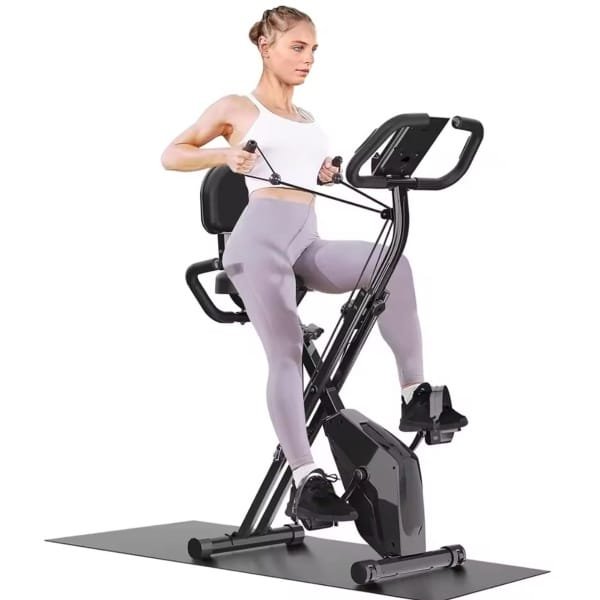 Hometrainer - Opvouwbaar - Fitness apparaat - Hometrainer Fiets - 8 Weerstandsniveaus - Hartslagsensoren - LCD-scherm - Stationaire Fitness Fiets - Indoor Cycling