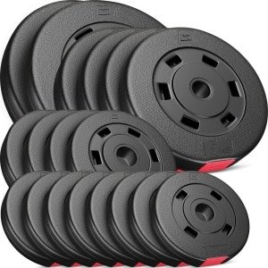 Hop-Sport Halterschijven Set 60 kg - Ø 30 mm - Kunststof - Set 2x10 kg 4x5 kg 4x2,5 kg 8x1,25 kg - Voor krachttraining
