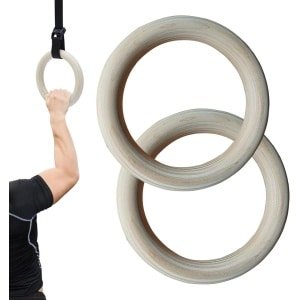Houten Gymnastiekringen - Krachttraining Ringen - Lichaamsgewicht Training - Antislip Textuur - 19 x 19 x 2.5 cm - Houtkleur