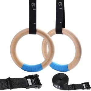 Houten Gymnastiekringen met Verstelbare Ophangbanden - Ideaal voor Pull-ups en Krachttraining Binnen en Buiten