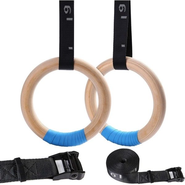 Houten Gymnastiekringen met Verstelbare Ophangbanden - Ideaal voor Pull-ups en Krachttraining Binnen en Buiten