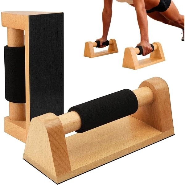 Houten Push Up Bars - Fitness Statief - Krachttraining Thuissport - Anti-slip Onderzoeksysteem - 2-delig - Houtkleur