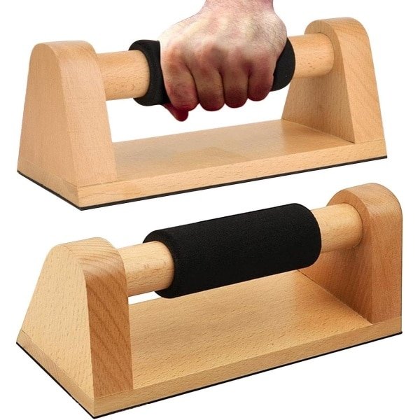Houten Push Up Bars - Krachttrainingsstation Workout Stangen - Thuis Krachttraining - Antislip Basis - 2-delig - Houtkleur