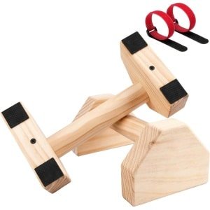 Houten Push-Upgrepen - Parallettes Hout - Krachttraining Thuis - Driehoekig Stabiel Ontwerp - 1.31 kg - Houtkleur