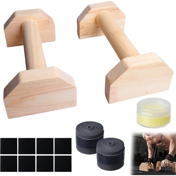 Houten Push-up Bars (Parallettes) voor Krachttraining en Yoga - 2 Stuks