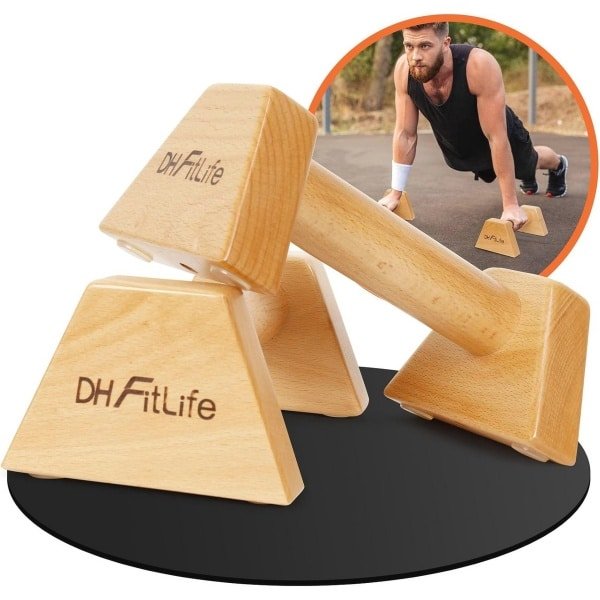 Houten Push-up Handvatten voor Krachttraining - Joint-vriendelijk en Antislip - Parallettes, Dip Bars en Push-up Bars voor Thuis en Buiten