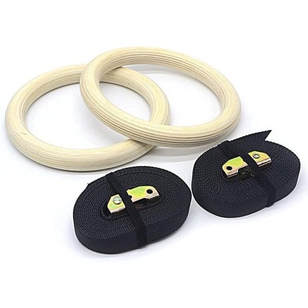 Houten Turnringen met Verstelbare Banden voor Krachttraining en Crossfit