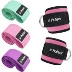 Hulser Sportieve bundel - 2 Ankle strap en Resistance band set - Roze - Enkel straps - Enkelband Cuff - Weerstandsband - Fitness booty band - Stretch elastiek - Krachttraining & Stretchen