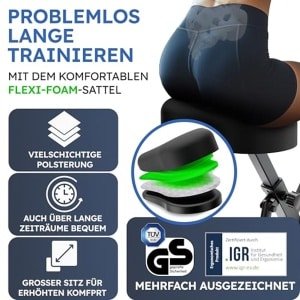 Inklapbare Hometrainer voor Senioren | Ergometer met Comfortabele Zitting en Stil Design | Tot 150 kg Belastbaar