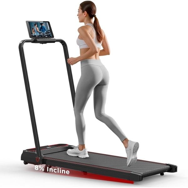 Inklapbare Loopband met Helling (2-in-1) - Onder Bureau Loopmachine voor Thuis en Kantoor (Max 12 KM/U)