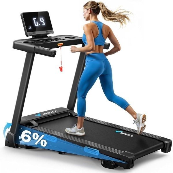 Inklapbare Loopband voor Thuisgebruik - 6% Helling, 2,5PK, 0,8-12 km/u, Stil Fitnessapparaat Met LED-Display