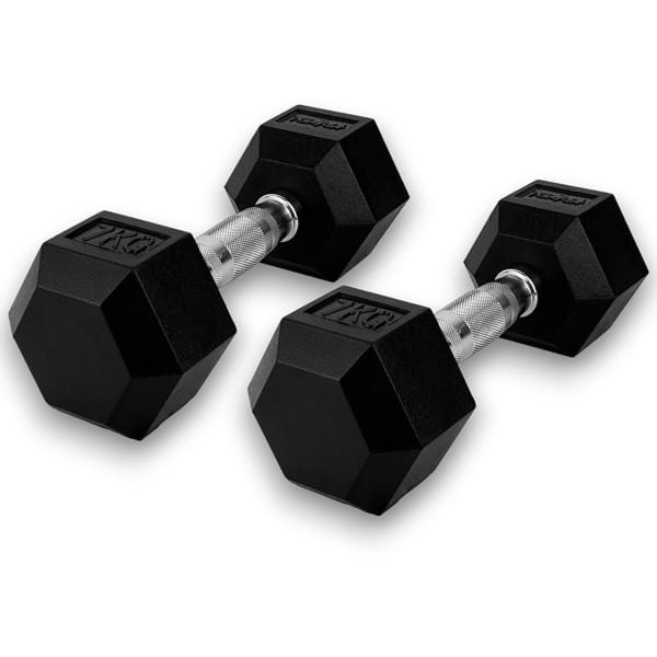 KRAKEN 2x 7 KG (=14KG) Hexagon Dumbbell Set | Stabiele Zeshoekige Vorm | Duurzaam en Comfortabel | Veelzijdig en Betrouwbaar voor Krachttraining | Halter Gewicht voor Fitness | Sport Gym Dumbbell (alt. Hex Dumbel Dumbbel Dumbell) Hand Gewichten