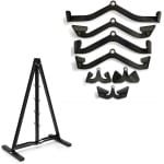 Kabel Accessoires Set - Fitness Attachments - Full Body Krachttraining - 7 Delige Multi Grip - A-Frame Rek - Zwart