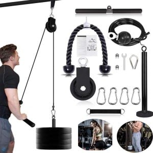 Kabelmachine Accessoire - Fitness Touw - Krachttraining Thuis - Verstelbare Lengte - 150 Kilogram - Zwart