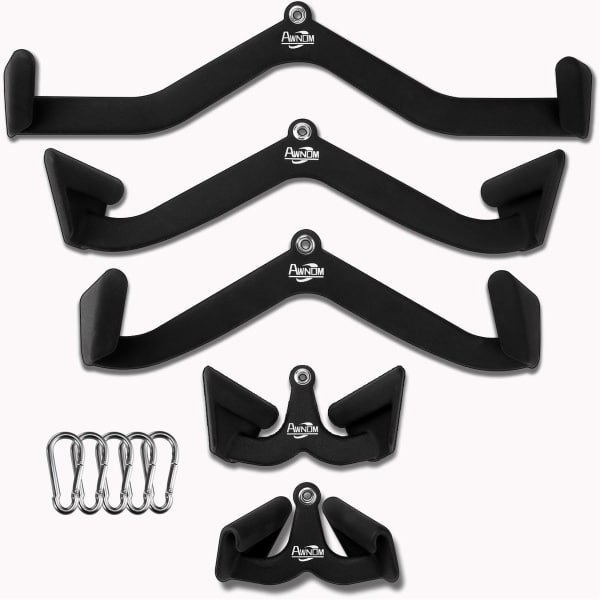Kabelmachine Accessoires Set: Pulldown Stang, V-Bar en Triceps Handvatten voor Krachttraining