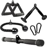 Kabeltrek Accessoireset Fitness: Triceps Touw, Stangen en V-Grip voor Krachttraining