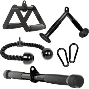 Kabeltrek Accessoireset Fitness: Triceps Touw, Stangen en V-Grip voor Krachttraining