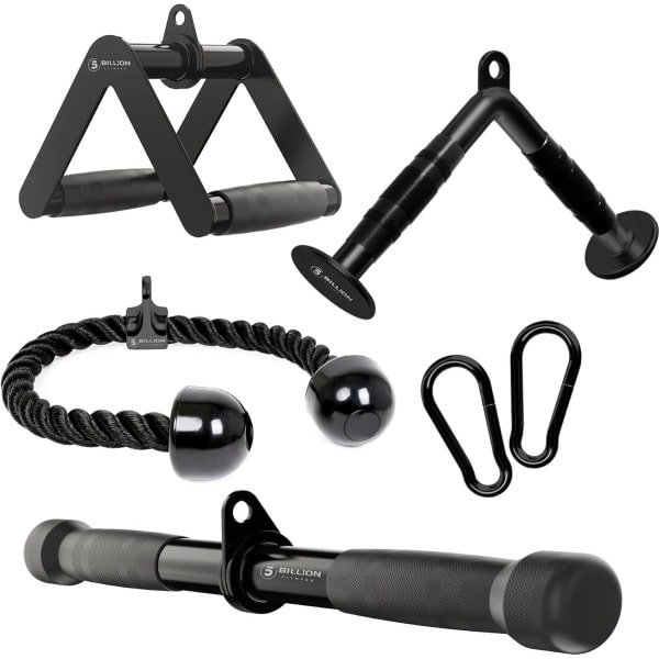Kabeltrek Accessoireset Fitness: Triceps Touw, Stangen en V-Grip voor Krachttraining