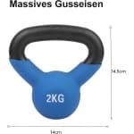 Kettlebell 2kg - Gietijzeren Halter met Neopreen Coating voor Krachttraining