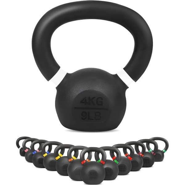 Kettlebell 4kg - 32kg van massief gietijzer met poedercoating voor krachttraining