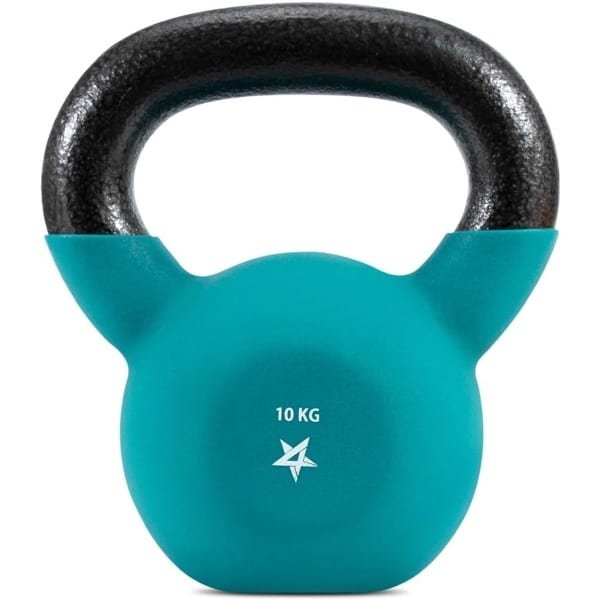 Kettlebell Gewichten - Fitness Bal - Krachttraining Thuis - Neopreen Coating - 10 KG - Blauw Groen