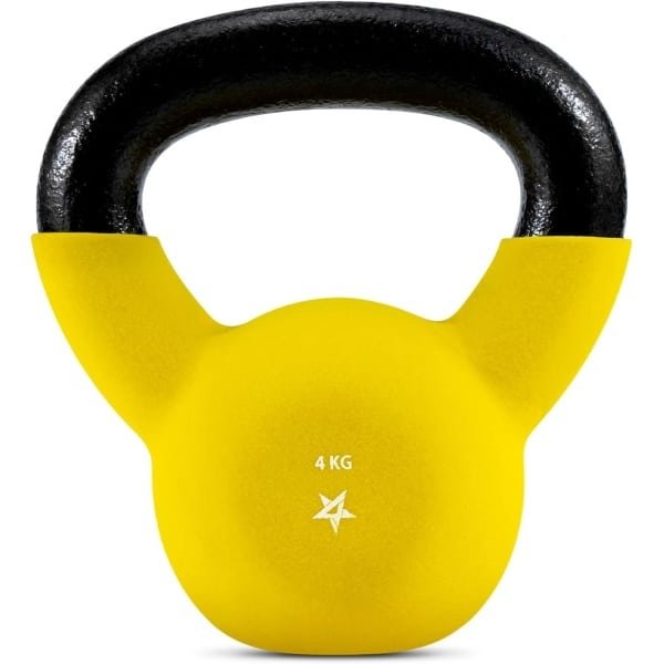 Kettlebell Gewichten - Krachttraining Kettlebells - Krachttraining Thuis - Neopreen Gecoat - 4 KG - Geel