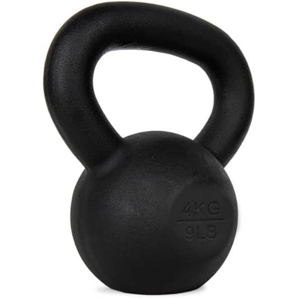Kettlebell - Gietijzeren Bal - Krachttraining Cardio - Vlakke Stabiele Bodem - 4 kg - Zwart