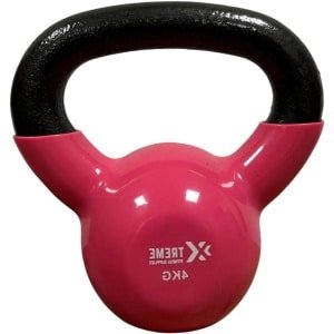 Kettlebell Vinyl - Gietijzeren Kettlebell - Krachttraining Thuis - Kleurgecodeerd Gewicht - 4 kg - Roze