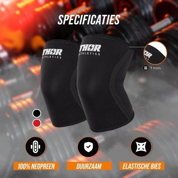 Knie Sleeves voor Krachttraining en Powerlifting - 7mm Neopreen Support