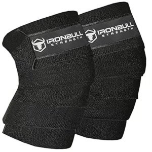 Kniewikkels (1 paar) - 20 cm elastische knieondersteuning & compressie - voor gewichtheffen, powerlifting, fitness, crossfit WODs & sportschool workout - knieriemen voor kniebuigingen (zwart)