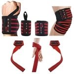 Kniewraps, Polsbanden en Gewichthefbanden Bundel voor Krachttraining en Fitness