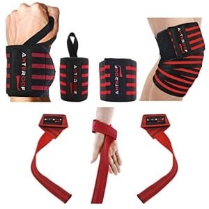 Kniewraps, Polsbanden en Gewichthefbanden Bundel voor Krachttraining en Fitness
