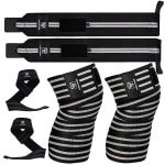 Kniewraps, Polsbanden en Gewichthefbanden Set voor Fitness en Krachttraining