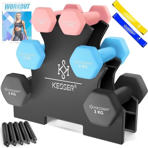 Korte Halters Set met Standaard en Fitnessbanden - Ideaal voor Krachttraining en Thuis Fitness