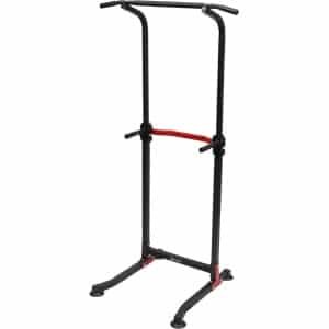 Krachtstation - Fitnessstation Dipstation - Thuis Krachttraining - Meerdere Greepposities - 165-210 cm Verstelbaar - Zwart Rood