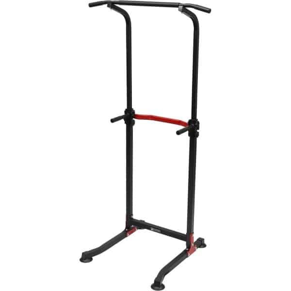 Krachtstation - Fitnessstation Dipstation - Thuis Krachttraining - Meerdere Greepposities - 165-210 cm Verstelbaar - Zwart Rood