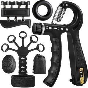 Krachttrainer Kit - Hand Grip Versterker - Spieropbouw Herstel - Verstelbare Weerstand - 5 Stuks Set - Zwart