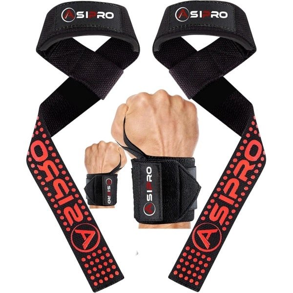 Krachttraining 60 cm 5 mm gevoerd fitness griphulp polsbanden - dames en heren met krachtsport - deadlifting gewichtheffen trekhulp handlussen fitness straps