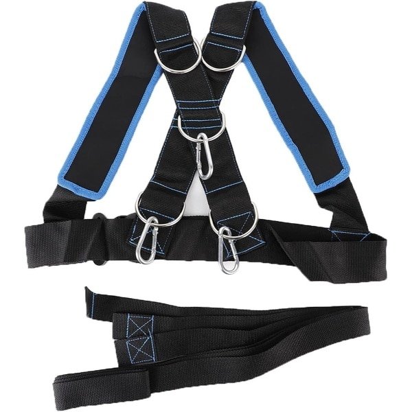 Krachttraining Harnas - Weerstandsband Riem - Snelheid Uithoudingsvermogen - Verstelbaar D-ringen Ontwerp - 116 cm Schouderriem - Zwart Blauw