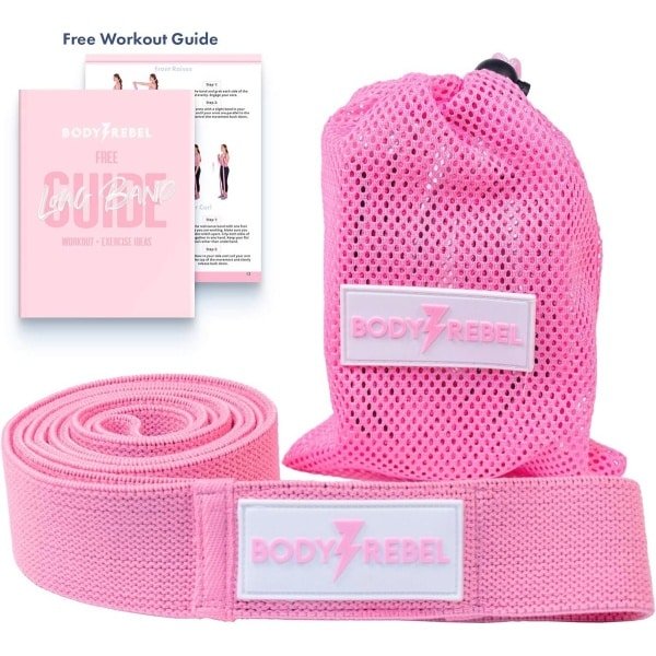 Lange weerstandsband voor krachttraining en stretching - Middelzware oefenband in roze